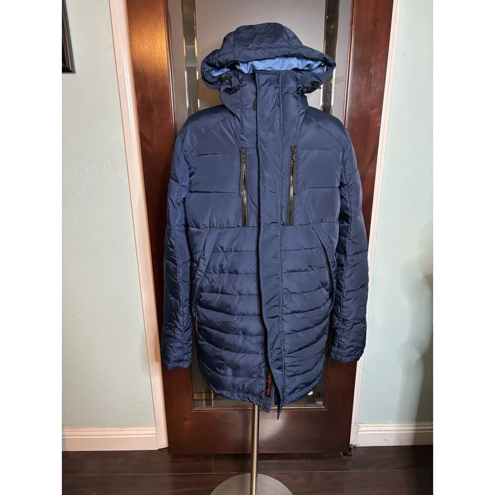 LUXURY Designer Robert Graham Blue Quilted Parka Puffer Jacket Sz Small  $498